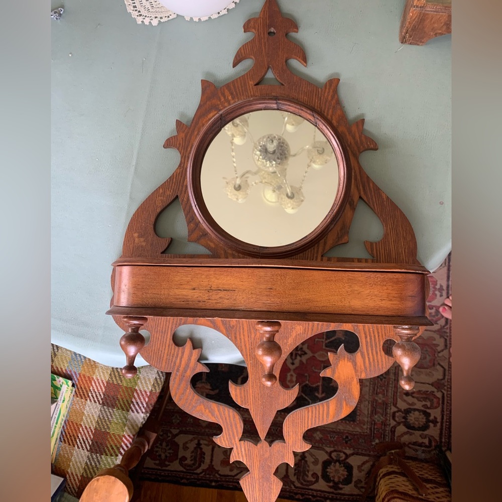 Antique Shaving Mirror/Candle Box
